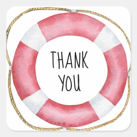 Marine lifebuoy - Danke Quadratischer Aufkleber (Vorderseite)