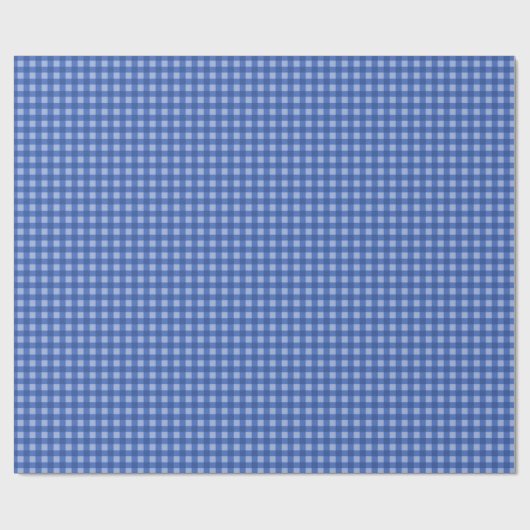 Marine| Light Blue Gingham Wrapping Paper Geschenkpapier (Flach)