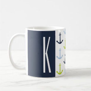 Marine, Limones Grün u. Baby-Blau-Seeanker Kaffeetasse