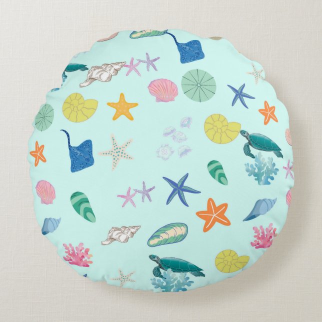 Marine Magic Rundes Kissen (Vorderseite)