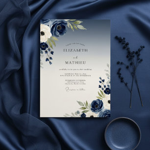 Marine Malerische Blumige Hochzeit Einladung