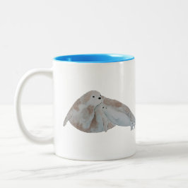 Marine Mammal Watercolor Mother Baby Harp Siegel Zweifarbige Tasse