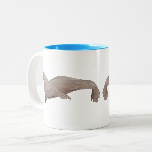 Marine Mammal Watercolor Sea Lion Zweifarbige Tasse (Vorderseite Links)