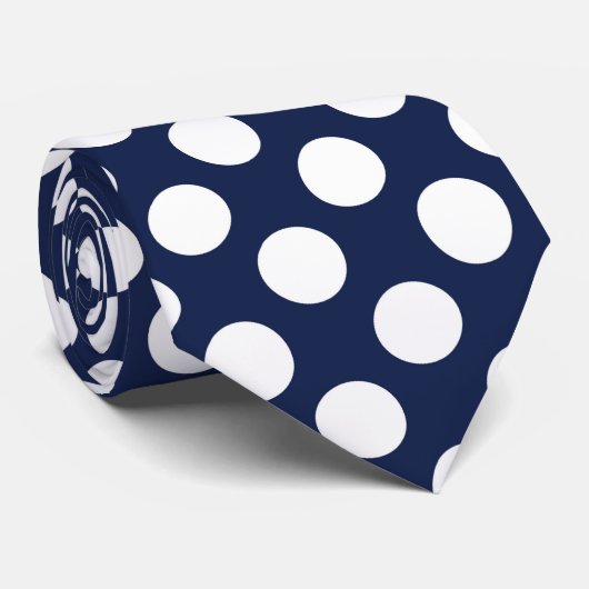 Marine Marine Hintergrund mit weißen Polka Punkte Krawatte (Gerollt)