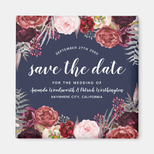 Marine Marsala Pfingstrose, die Save the Date Magnet
