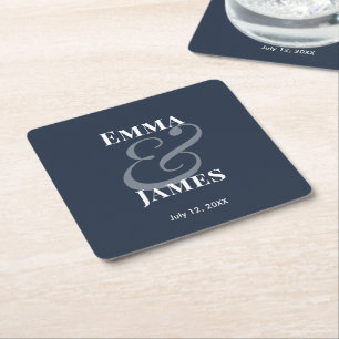 Marine-Minimalist-Epsilon-Hochzeit Reverse Rechteckiger Pappuntersetzer