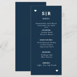 Marine-Minimalistische Hochzeitsmenü Menükarte