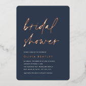 Marine | Minimalistisches Skript-Brautparty Folieneinladung (Vorderseite)