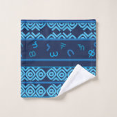 Marine mit blasstürkisfarbenem äthiopischem Muster Badhandtuch Set (Waschlappen)
