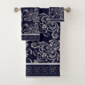 Marine mit grauen Schnörkeln Handtuch Badhandtuch Set (Insitu)