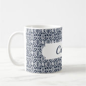 Marine mit weißem Crochet Lace Muster Kaffeetasse (Links)