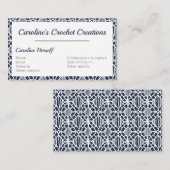 Marine mit weißem Crochet Lace Muster Visitenkarte (Vorne/Hinten)