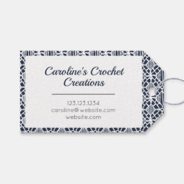 Marine mit weißem Crochet-Spitzenmuster Geschenkanhänger