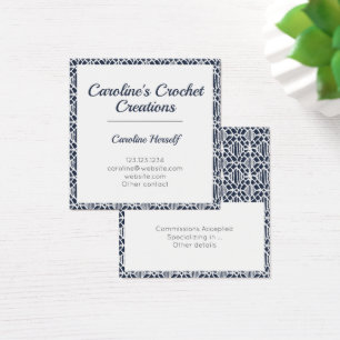 Marine mit White Crochet Lace-Muster Visitenkarte