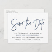 Marine modern Save the Date Ankündigungspostkarte (Vorne/Hinten)