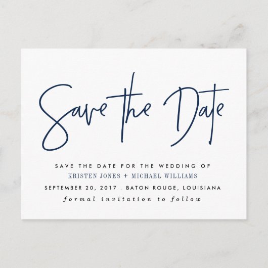 Marine modern Save the Date Ankündigungspostkarte (Vorderseite)