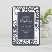 Marine-moderne geometrische Geburtstags-Einladung Einladung (Stehend Vorderseite)