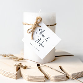 Marine | Moderne handgeschriebene Hochzeit Geschenkanhänger