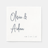 Marine | Moderne handgeschriebene Hochzeit Serviette (Vorderseite)