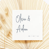 Marine | Moderne handgeschriebene Hochzeit Serviette