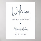 Marine | Moderne, handgeschriebene SkriptWedding W Poster (Vorne)
