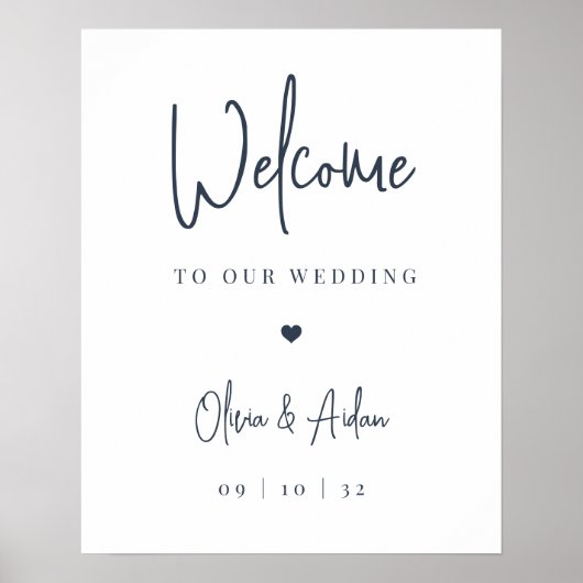 Marine | Moderne, handgeschriebene SkriptWedding W Poster (Vorne)