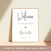 Marine | Moderne, handgeschriebene SkriptWedding W Poster