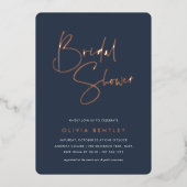 Marine | Modernes Minimalistisches Script-Brautpar Folieneinladung (Vorderseite)