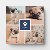 Marine | Name des Hundes und Pawprint FotoCollage Fotoplatte (Vorderseite)