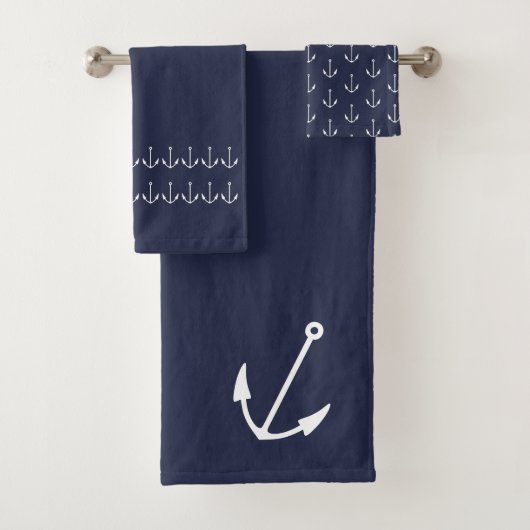 Marine Nautic Anchor Bad Blue Badhandtuch Set (Insitu)