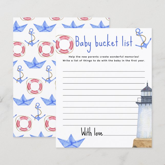 Marine nautical - Baby bucket list (Vorne/Hinten)