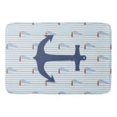 Marine Nautical Sailing Ship White and Blue Stripe Badematte (Vorderseite)