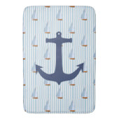 Marine Nautical Sailing Ship White and Blue Stripe Badematte (Vorderseite Vertikal)