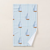 Marine Nautical Sailing Ship White and Blue Stripe Badhandtuch Set (Handtuch)