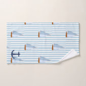 Marine Nautical Sailing Ship White and Blue Stripe Badhandtuch Set (Handtuch)