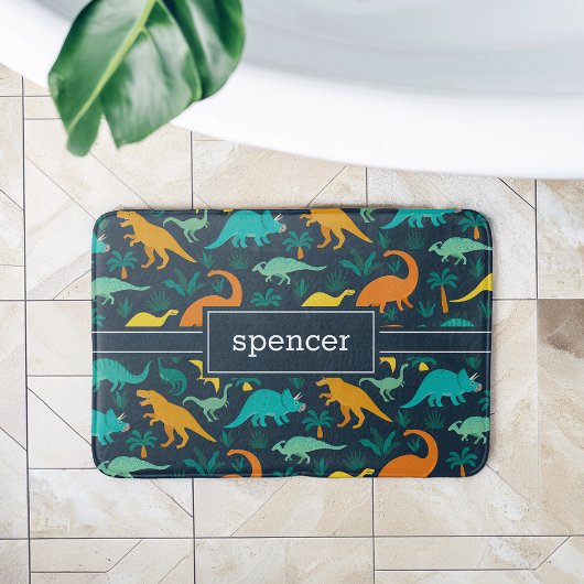 Marine | Niedlich farbige Dinosaurier Muster Kids  Badematte