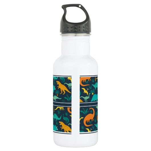 Marine | Niedlich farbige Dinosaurier Muster Kids Edelstahlflasche (Rückseite)