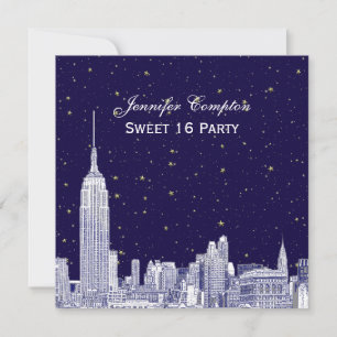 Marine NYC Skyline Ätzung Sterne DIY Hintergrund S Einladung