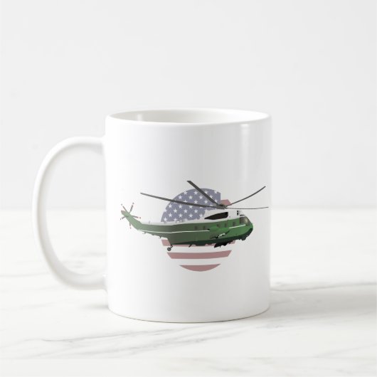 Marine One Hubschrauber mit amerikanischer Flagge Kaffeetasse (Links)