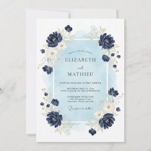 Marine opulente Winterhochzeit Einladung