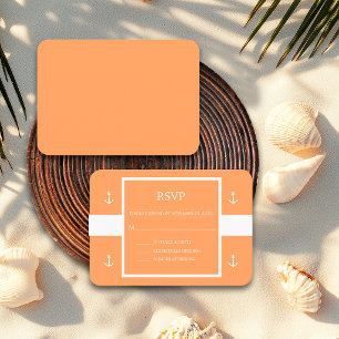 Marine Orange Weiße Anker Streifen Hochzeit RSVP Begleitkarte