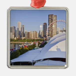 Marine-Pier und im Stadtzentrum gelegenes Chicago Ornament Aus Metall
