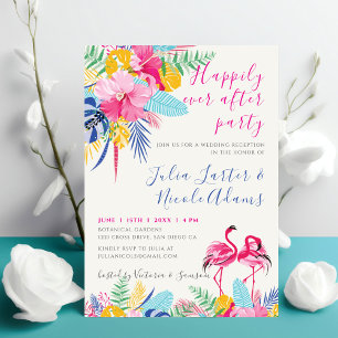 Marine-Pink-Tropen-Wild-Wald-Hochzeitsempfang Einladung