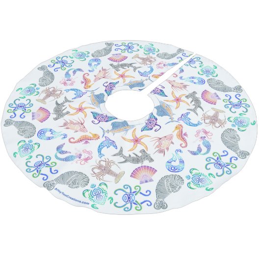 Marine Polyester Weihnachtsbaumdecke (Schrägansicht)