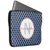 Marine Quatrefoil Monogramm Laptopschutzhülle (Vorne Rechts)