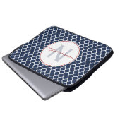Marine Quatrefoil Monogramm Laptopschutzhülle (Vorne Knopf)