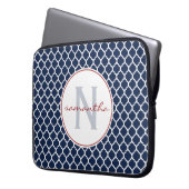 Marine Quatrefoil Monogramm Laptopschutzhülle (Vorderseite Links)