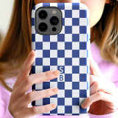 Marine Retro-Karo-Muster-Monogramm Case-Mate iPhone Hülle