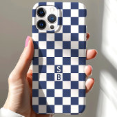 Marine Retro-Karo-Muster-Monogramm Case-Mate iPhone Hülle