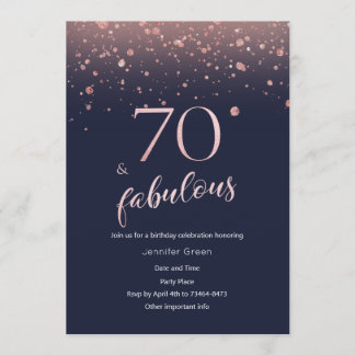 Marine Rose Gold 70. Geburtstag Einladung